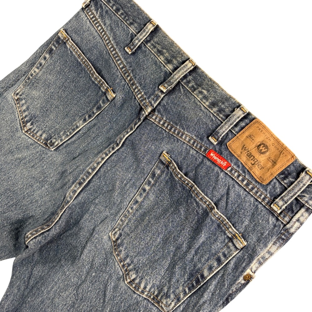 Wrangler Regular Fit Straight Leg Jeans Mens 36x30 Distressed Denim Workwear